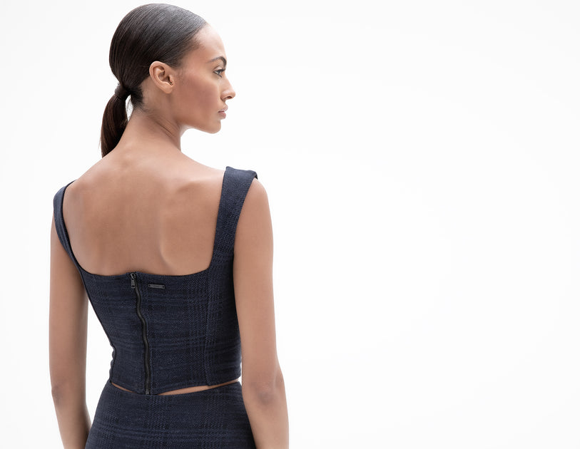 MADISON BUSTIER TOP IN NAVY – ONA by Yoon Chung