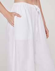 WIDE LEG LINEN PANT IN WHITE