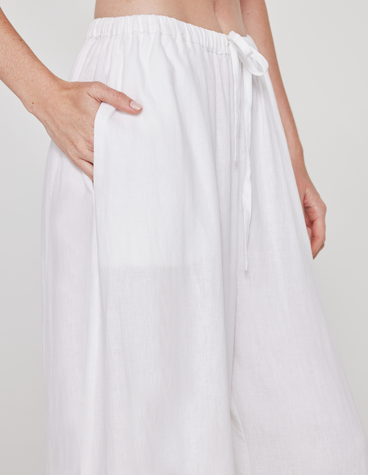WIDE LEG LINEN PANT IN WHITE