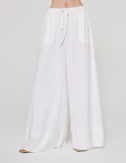 WIDE LEG LINEN PANT IN WHITE