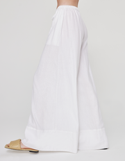 WIDE LEG LINEN PANT IN WHITE