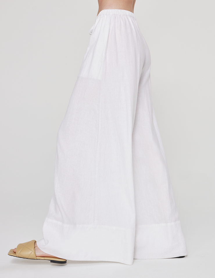 WIDE LEG LINEN PANT IN WHITE