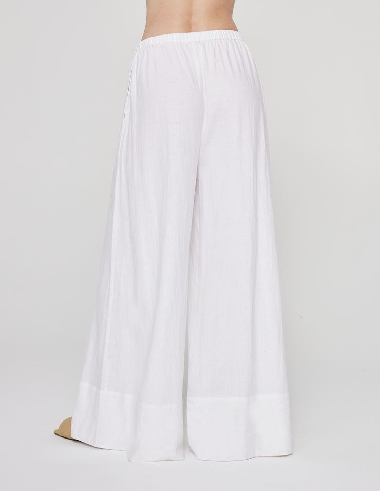 WIDE LEG LINEN PANT IN WHITE