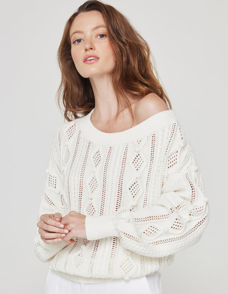 CABLE KNIT OFF THE SHOULDER SWEATER