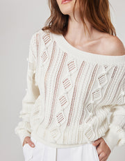 CABLE KNIT OFF THE SHOULDER SWEATER
