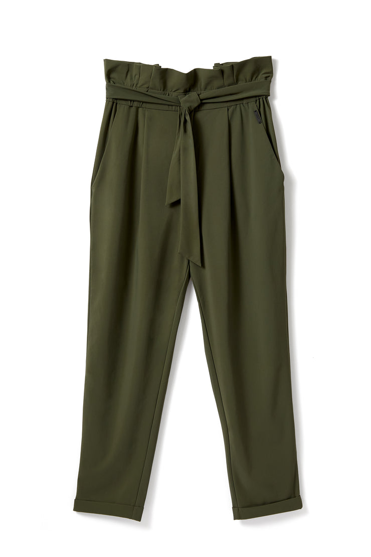PAPER BAG PANT IN OLIVE GREEN