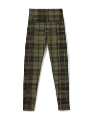 PLAID LEGGING IN OLIVE GREEN