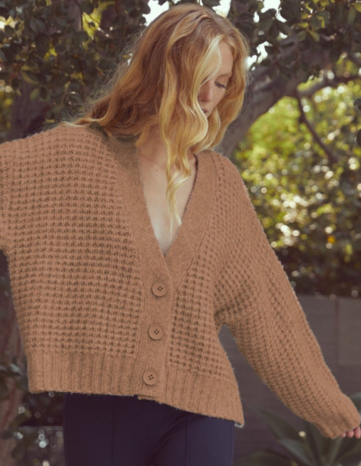 AUDREY WAFFLE KNIT CARDIGAN