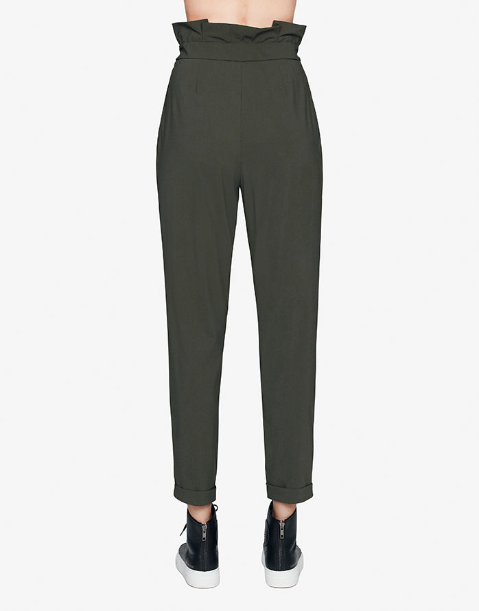 PAPERBAG PANT IN OLIVE GREEN
