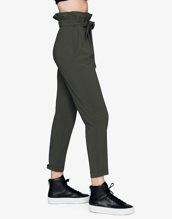 PAPERBAG PANT IN OLIVE GREEN