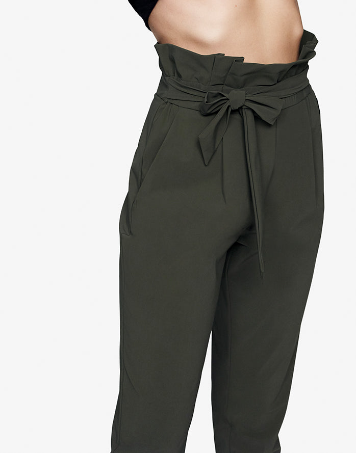 PAPERBAG PANT IN OLIVE GREEN