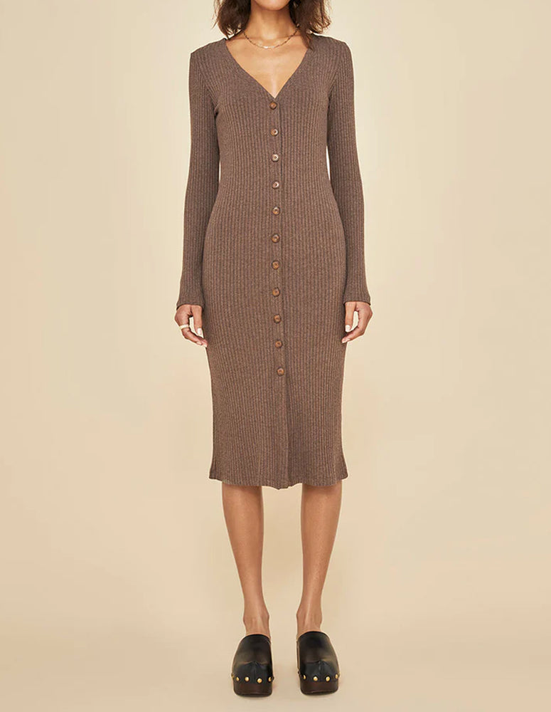 
                  
                    LONG SLEEVE CARDIGAN RIB DRESS
                  
                