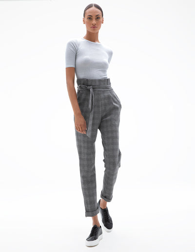 PLAID PAPER BAG PANT
