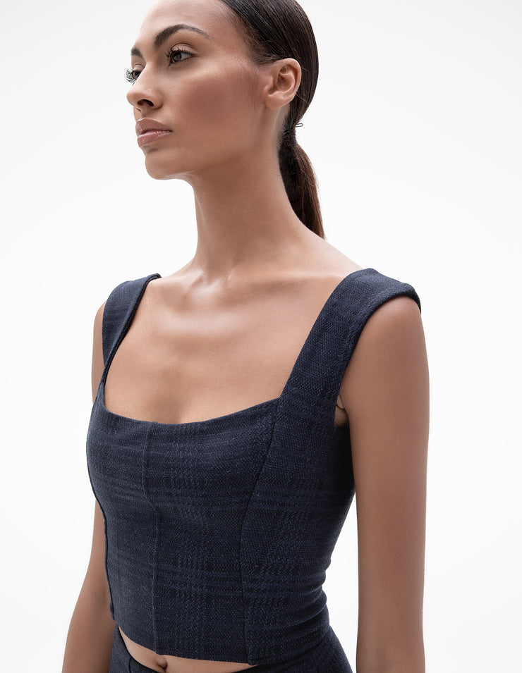 MADISON BUSTIER TOP IN NAVY – ONA by Yoon Chung