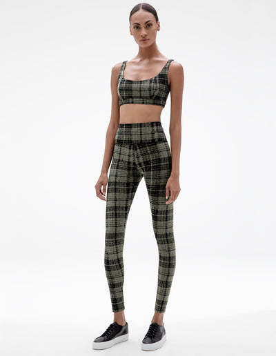 PLAID LEGGING IN OLIVE GREEN
