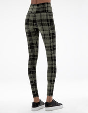 PLAID LEGGING IN OLIVE GREEN