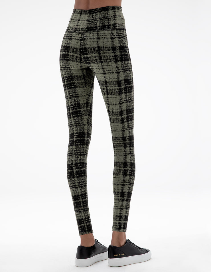 PLAID LEGGING IN OLIVE GREEN
