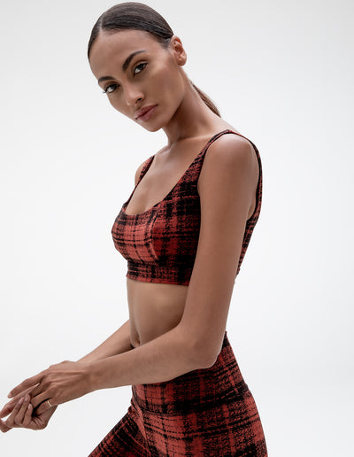 PLAID SPORTS BRA IN RED