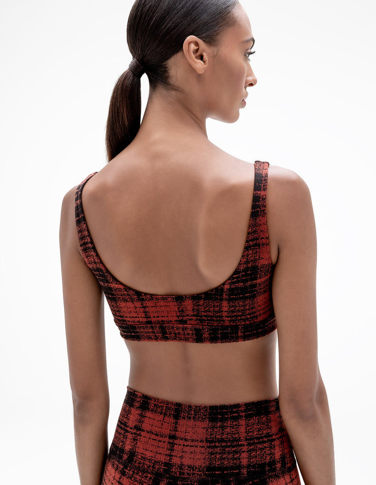 PLAID SPORTS BRA IN RED